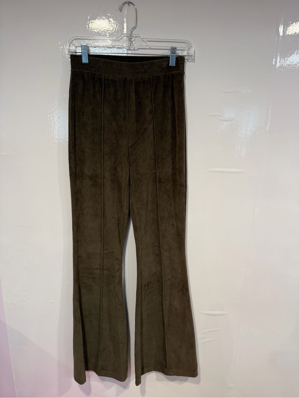 Aerie Corduroy Flared Pants in Olive Brown